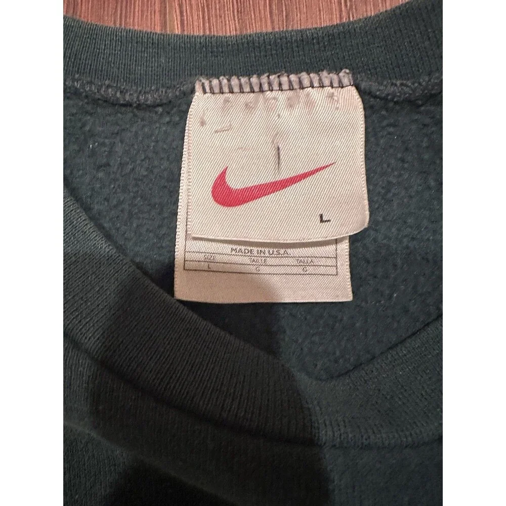 Vintage‎ 90s Nike Crewneck Sweater Kids Large Green Long Sleeve Made in USA